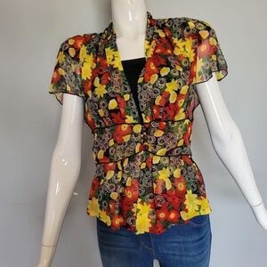 Anna Sui Floral Printed Unique Top, VGUC, Approximate Size M